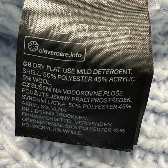 H&M Sky Blue Wool Blend Cowl Neck Sweater Size S – Cozy Winter Knit - Picture 4 of 7